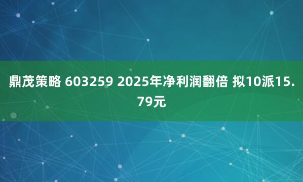 鼎茂策略 603259 2025年净利润翻倍 拟10派15.79元